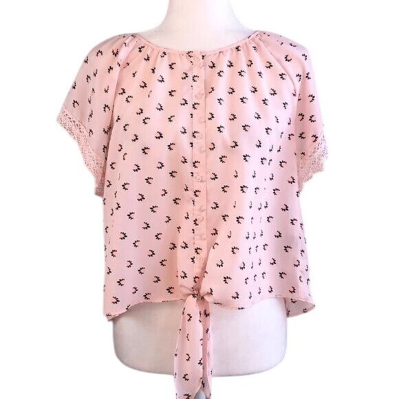 VICTORIA'S SECRET Pink Floral Pleated Back Top - XS - Picture 1 of 8